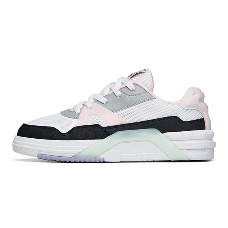 Anta Kids A-Style Thick Sole Low-Top Kids Skate Shoes Men sneaker White Pink 322228008-3