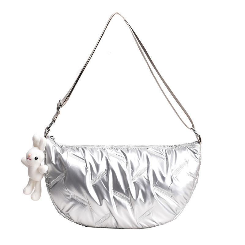 Fashionable Commuter Dumpling Bag Women s Versatile Shoulder Crossbody Bag With Large Capacity серебряный