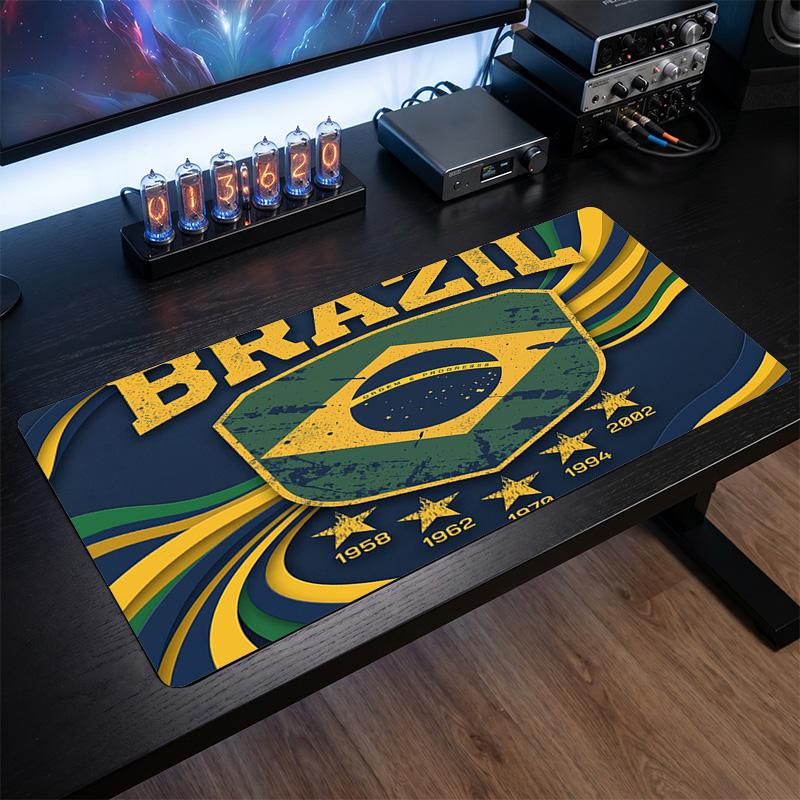 Podložka pod myš s logem brazilského fotbalu, prodloužená protiskluzová gumová podložka na stůl pro hraní her, kancelář, notebook, dárek pro fanouška