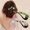 Simple Hand-Held Hair With A Toothed One Word Twist Clip Hairpin Female Grip Bead Hairpin Advanced Hair Accessories Headdress