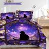 Black Cat Pattern Bedding Quilt Set Quilt Cover Pillowcase Home Decoration Birthday Gift (1 * Duvet Cover + 2 * Pillowcase, Without Core)