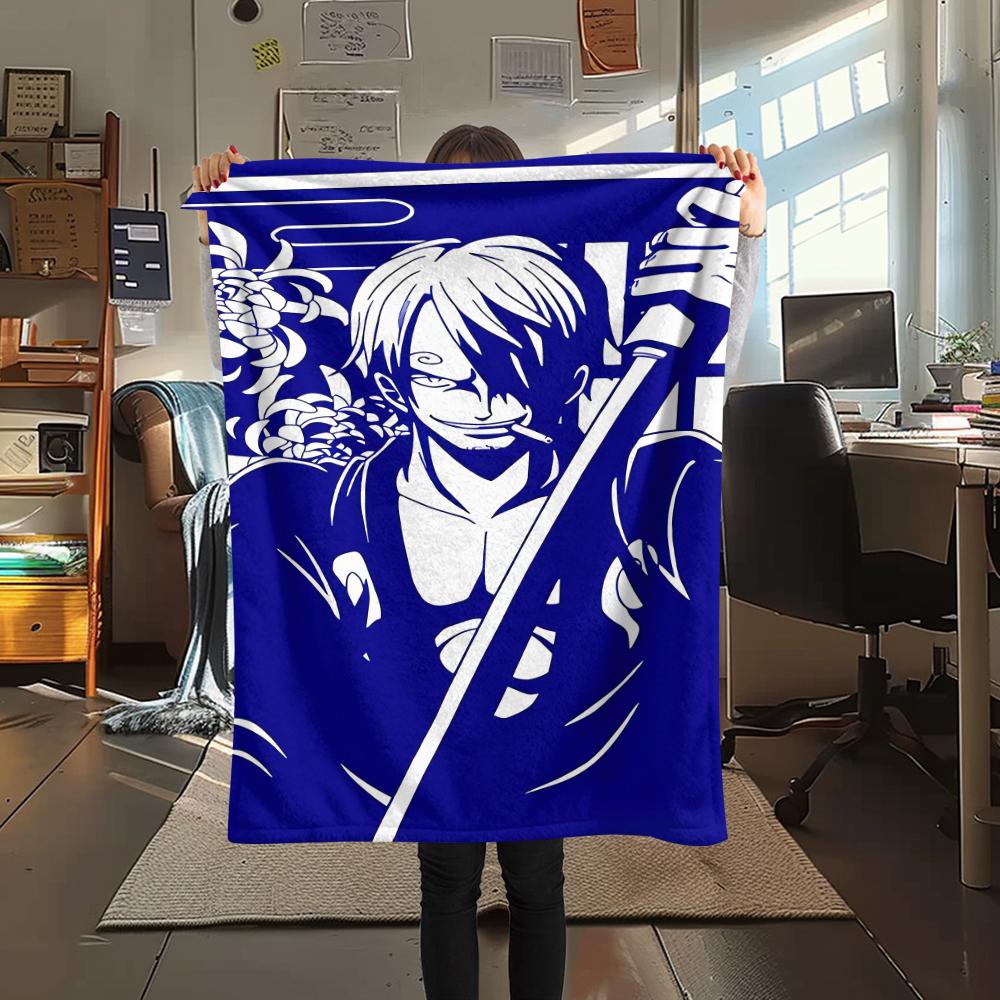 One Piece Character Print Flannel Blanket,High Quality Comfortable for All Seasons,Home Decor,Warmth and Comfort,Perfect for Christmas Gifts