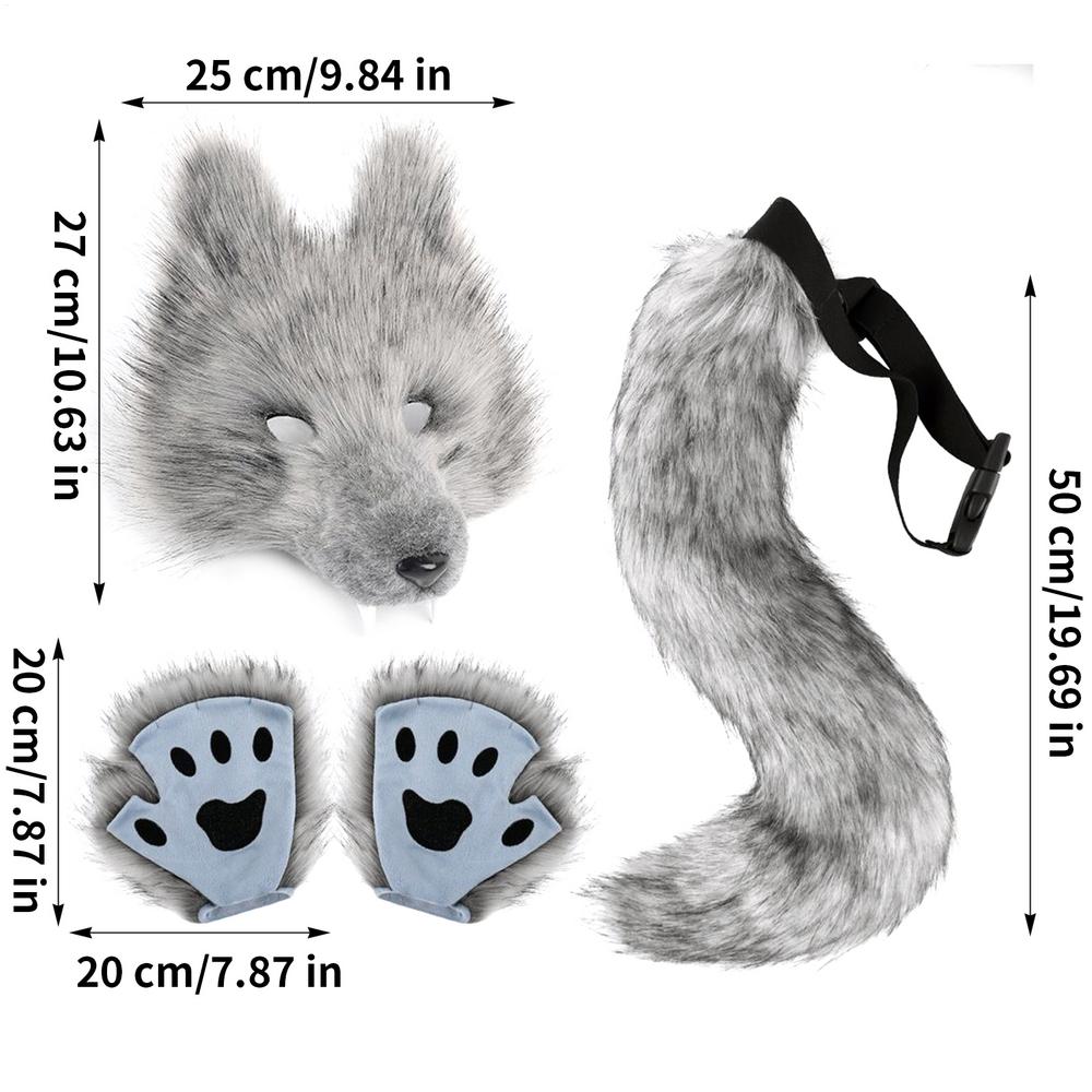 Wolf Cosplay Set Faux Wolf Dress Up Accessories Women Dress Up Animal Fashion Outfit For Role Play Stage Performance Masquerade