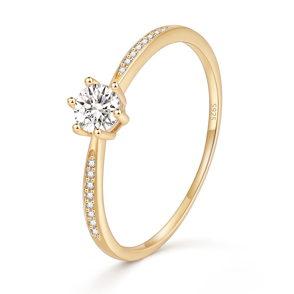 Monkton 925 Sterling Silver Classic Six Claw Zircon Women Rings for Wedding Ring Gold Color Luxury Jewelry Anniversary Gift 5