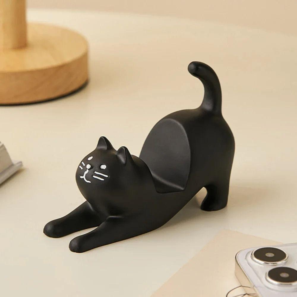 Cat Model Cat Phone Holder Resin Doll Cell Phone Bracket Mobile Phone Stand  Desktop Ornaments