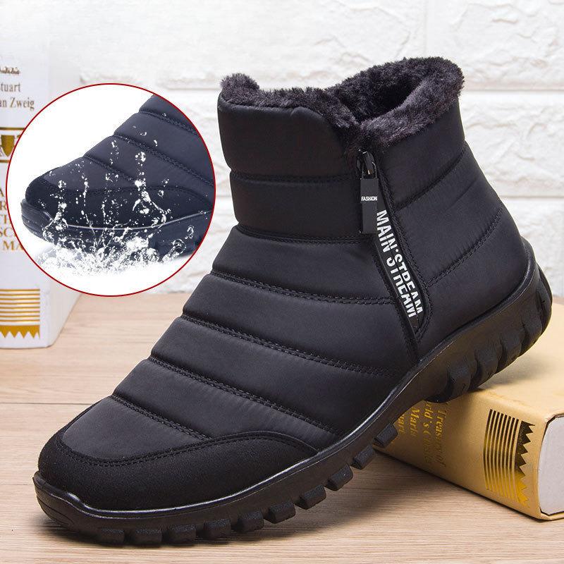 

Winter Snow Cotton High Waisted Zipper Boots with Plush Insulation for The Elderly Waterproof Anti Slip Lightweight and Smooth Cotton Shoes for Men 39