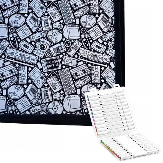 DIY Coloring Blanket Color Your Own Blanket DIY Coloring with 24 Markers Customizable Washable Throw Blanket for Home Decor Party Art Project