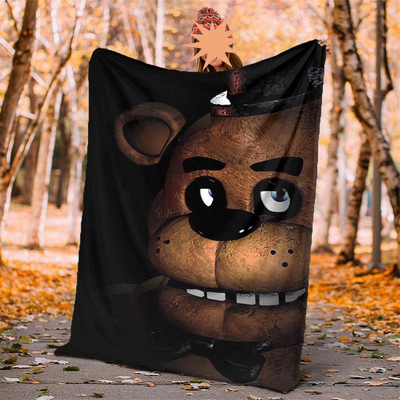 Freddy Bear Flannel Blanket Soft Warm All-Season Throw, Design for Camping, Car Travel, Hiking Sofa, Bed, Office Perfect Gift for Parties