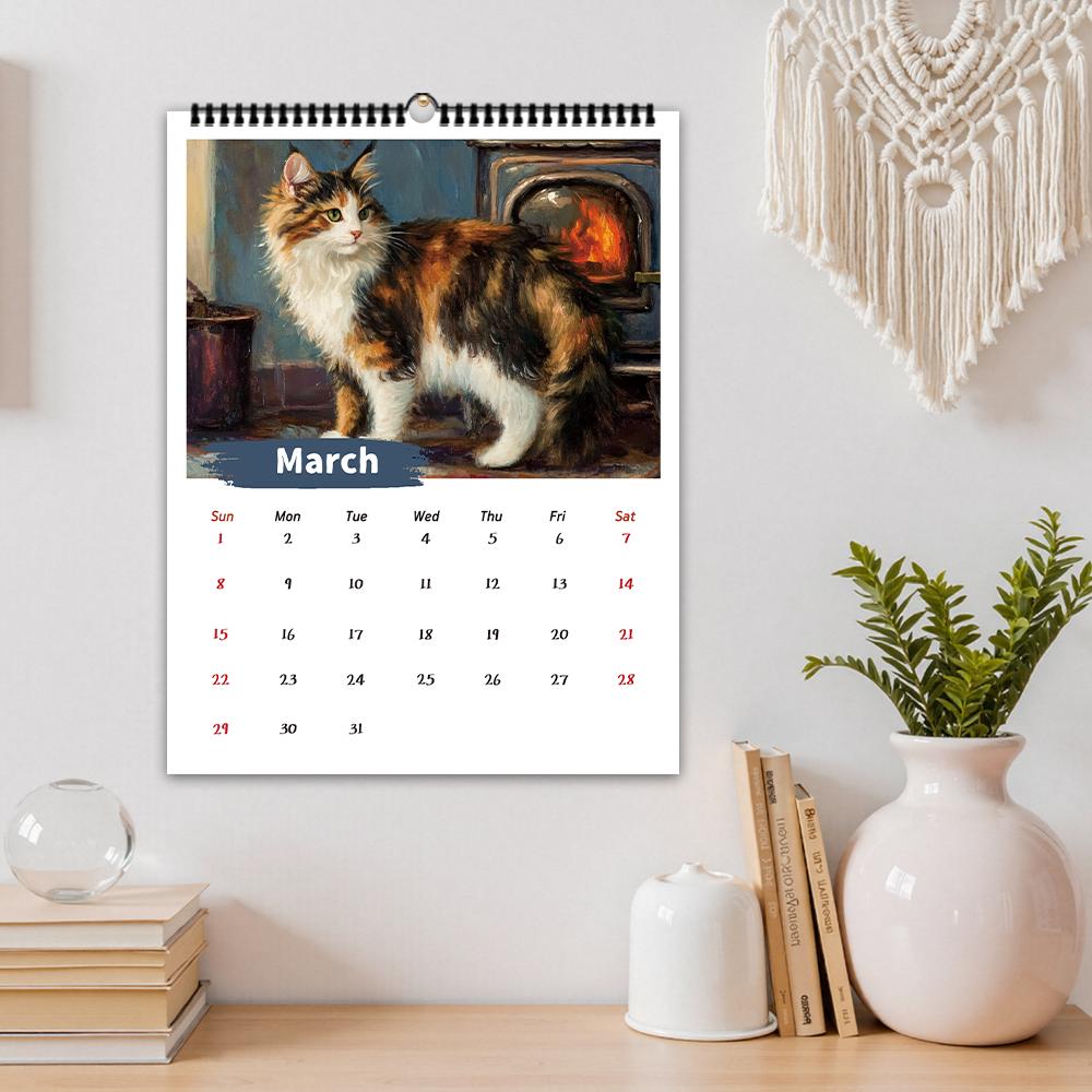 1pc 2026 Wall Calendar, High-Resolution Cat Photos, 12 Beautiful Designs, Monthly Plans, Perfect Gift for Birthday, Christmas