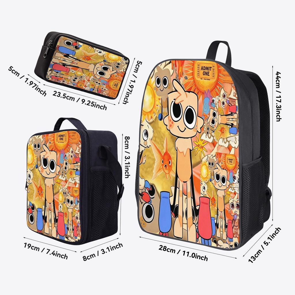 Dandy Cartoon Printed Backpack Set Middle School Student School Bag Lightweight Leisure Bag