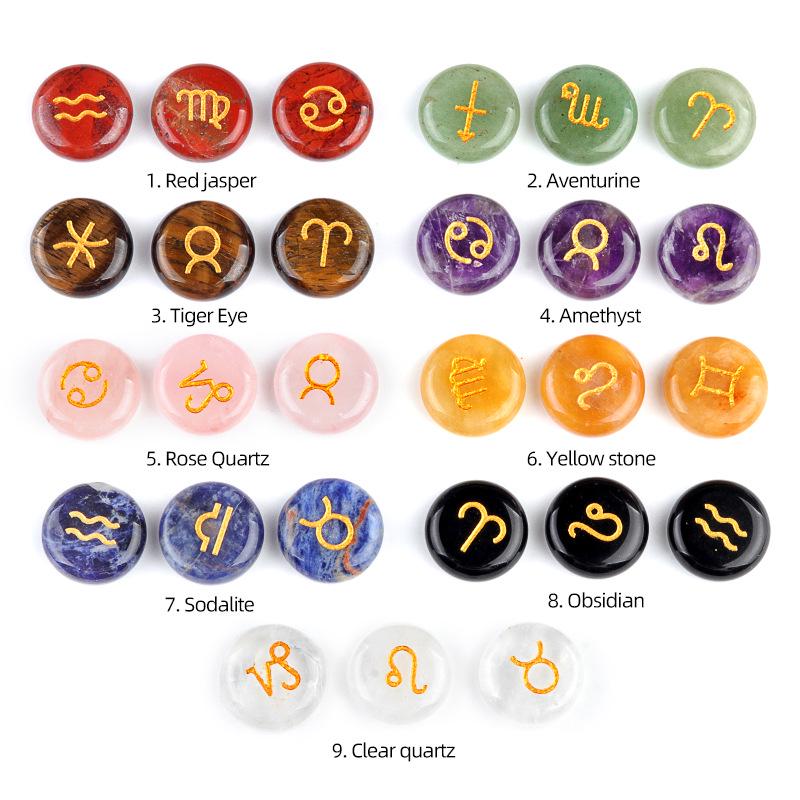1987 Crystal Stone Zodiac Pocket Runes - Christmas Gift