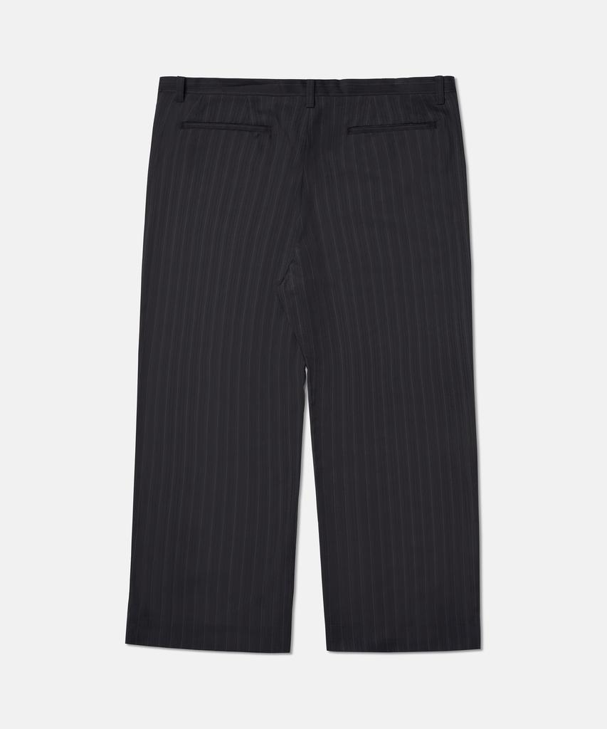 Deossingindeeodeeo Fine Pinstripe Straight Wide Slacks Black