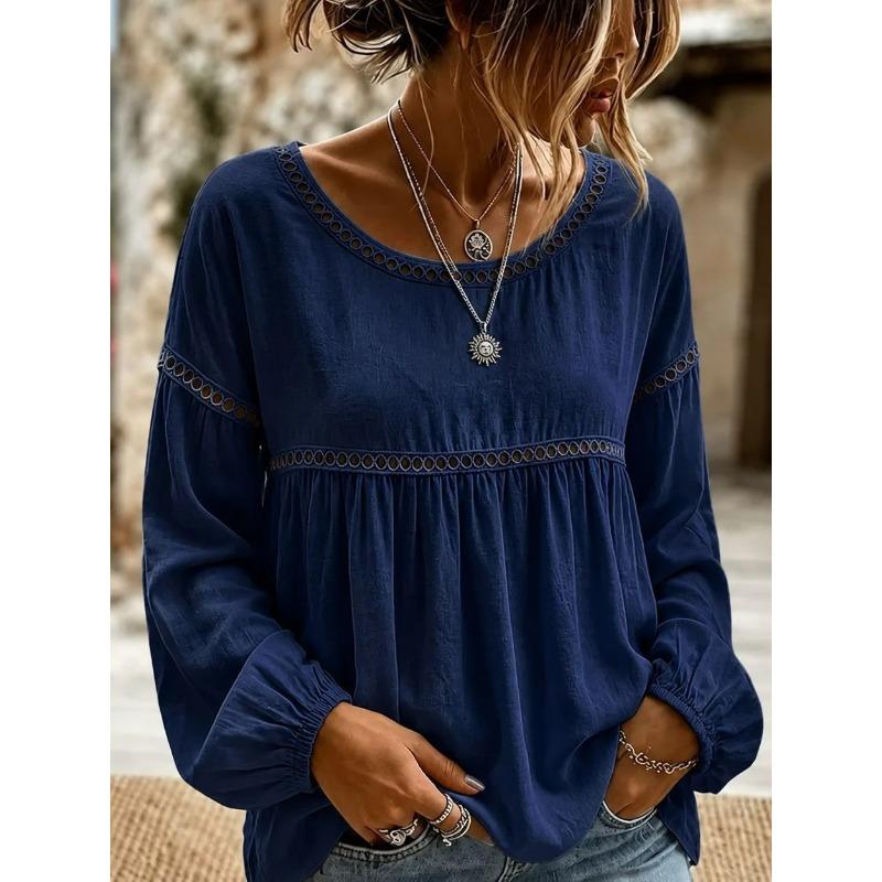 JPNTKY Women's Fashion Casual Long Sleeve O-Neck Blouses & Shirts