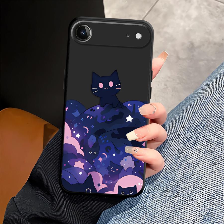 Funda Phone Cover Case for Apple iPhone 17 Pro Max XR XS MAX 15 Pro 7 8 Air 16 13 12 14 11 Black Cat Starry Night