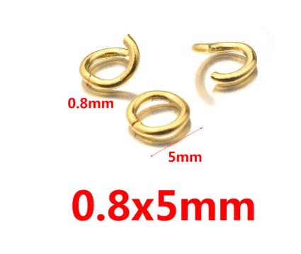 200 Stück/Los Gold Edelstahl Offene Biegeringe Direkt 3/4/5/6/8mm Sprengringe Verbindungsstücke für DIY Schmuckzubehör Herstellung