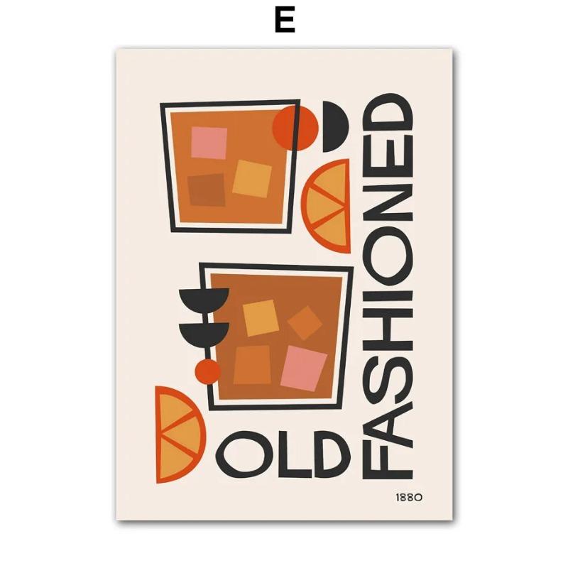 Abstract Vintage Cocktail Color Block Shapes Wall Art Canvas Painting Nordic Posters And Prints Wall Pictures For Bar Club Decor