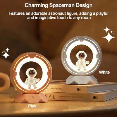 Space Night Light USB Rechargeable 3 Colours Changing Lights Spaceman Room Decoration for Kids Adorable Lighting