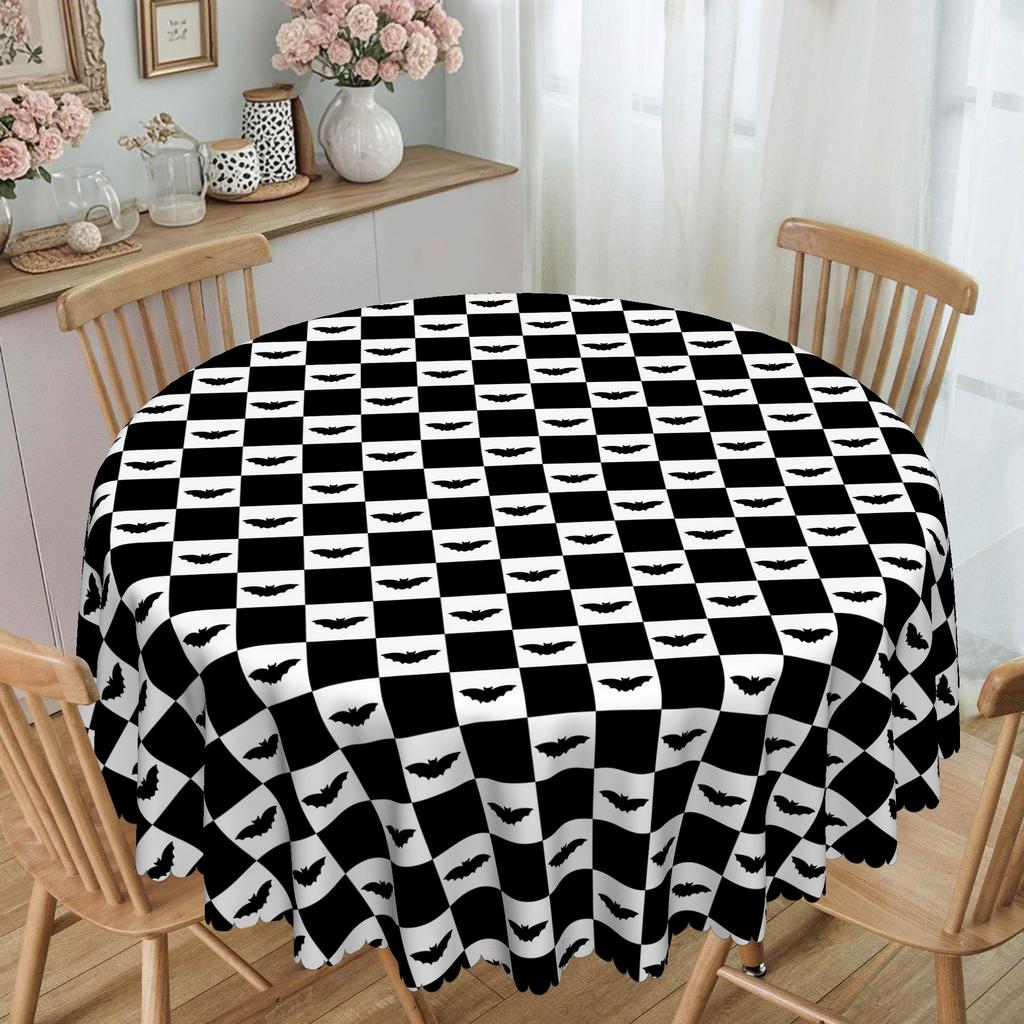 1 Halloween Tischdecke, Schwarz Kariert Und Fledermaus Für Die May 5th Tag Der Toten Party Dekoration Tischdecke