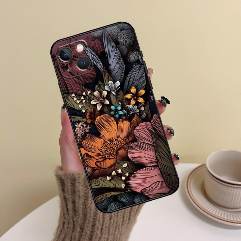 Painting Flowers Nature Leaves Phone Case For iPhone 14 Pro Max 17 Air 16 15 11 12 13 Pro Max mini 16 Plus 16e Cover Funda