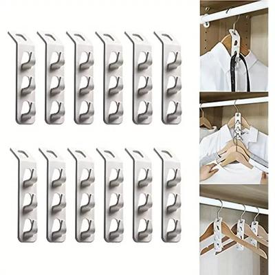 4/8pcs Plastics Hanger Connection Hook Stackable Space Saving Storage Multifunctional Hanging Clothes Rack