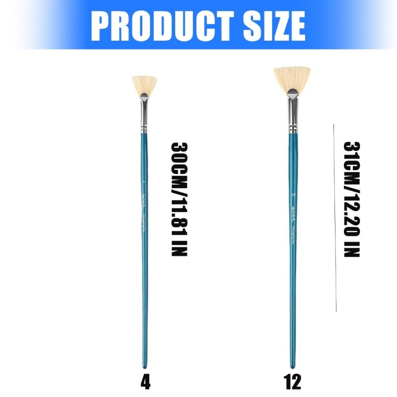 Pig Bristle Hair Painting Brush Artist Paint Brush Fan Acrylic Brush Watercolor Paint Brush Drawing Supplies