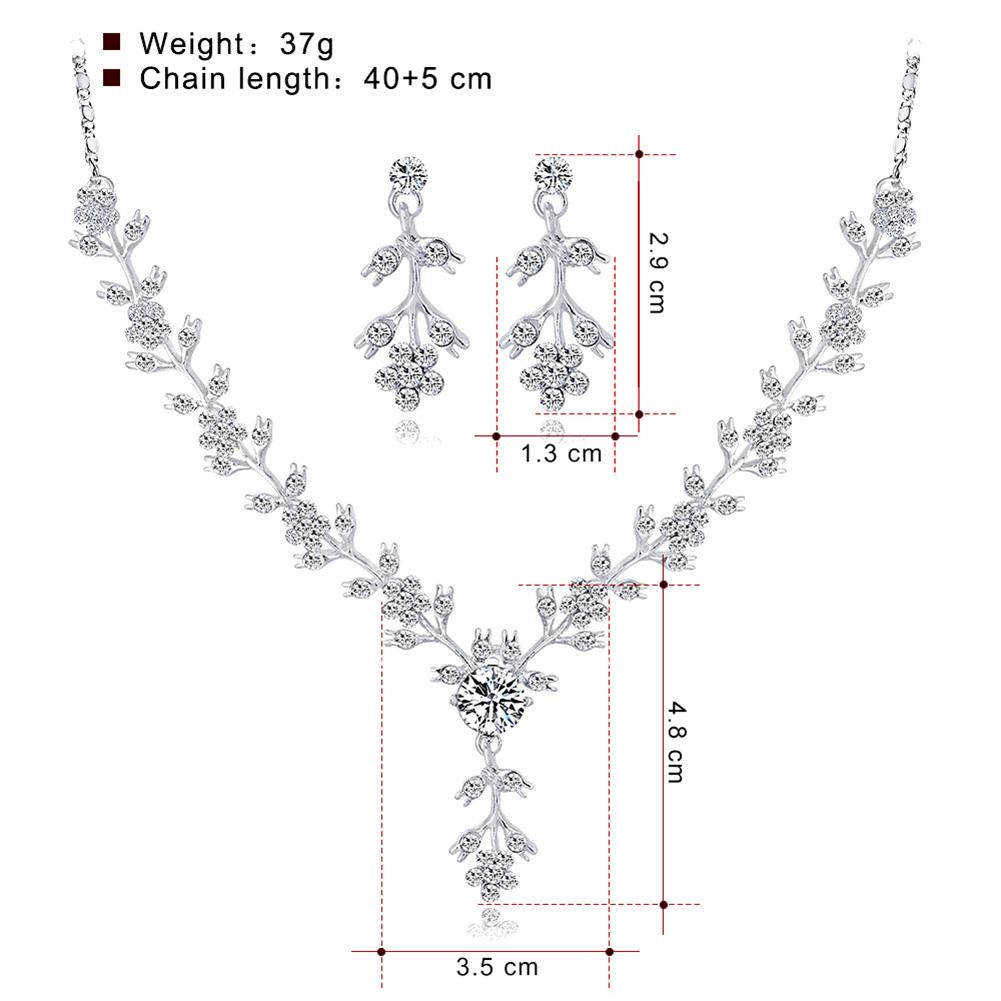 Women Bridal Unique Jewelry Set Elegant Fashionable Diamond Alloy Necklace + Earring Set