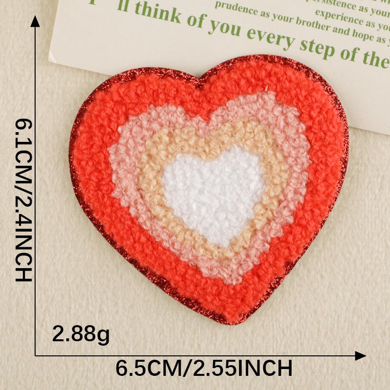 Chenille Heart & Flower Embroidery Patch with Adhesive Backing