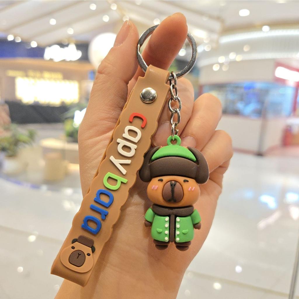 Capybara Serie Puppen Schlüsselanhänger, Kreativer Silikon Wasser Meerschweinchen Schlüsselanhänger Paar Taschenanhänger