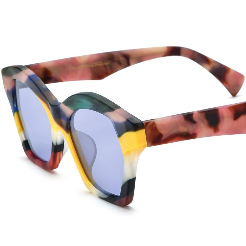 Borregls Multicolor Matte Acetate Polarized Sunglasses Women UV400 Brand Designer Cat Eye Sun Glasses Men Oversize Shades 19375 Acetate