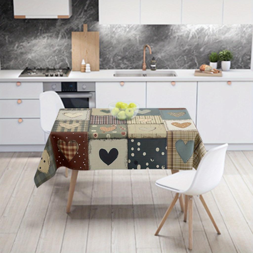 One piece of retro-style checkered polyester tablecloth, washable tablecloth, for dining room and festive parties.PMJ