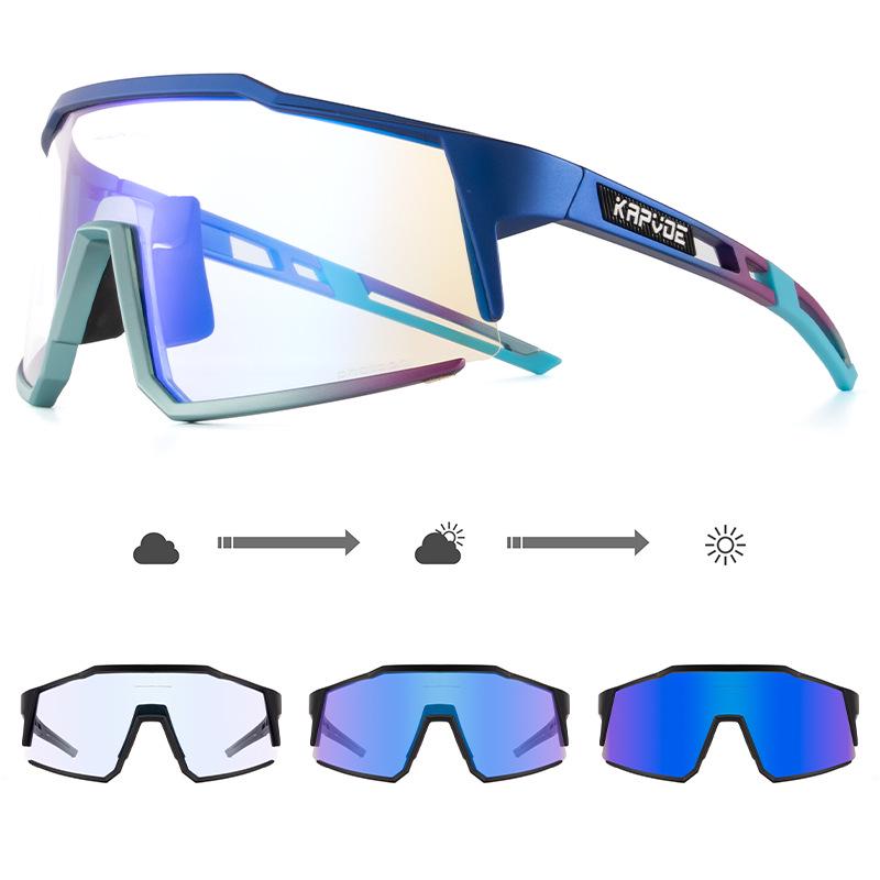 Kapvoe Unisex Color-Changing Cycling Sunglasses – Red-Blue Coated for Mountain & Road Biking
