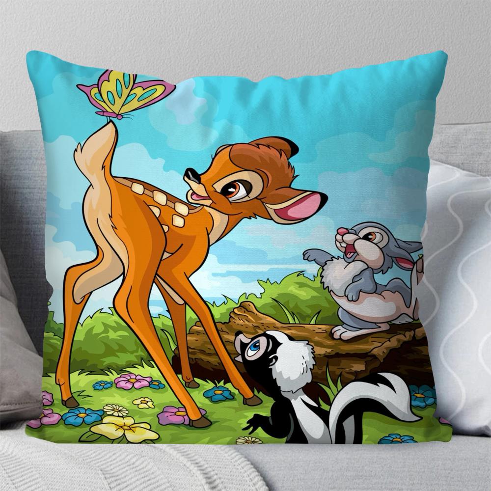 Animated B-Bambi Fairy Tale Pillow Case Square Pillow Bedroom Sofa Leisure Comfort Cushion Car Living Room Home Decoration 40X40