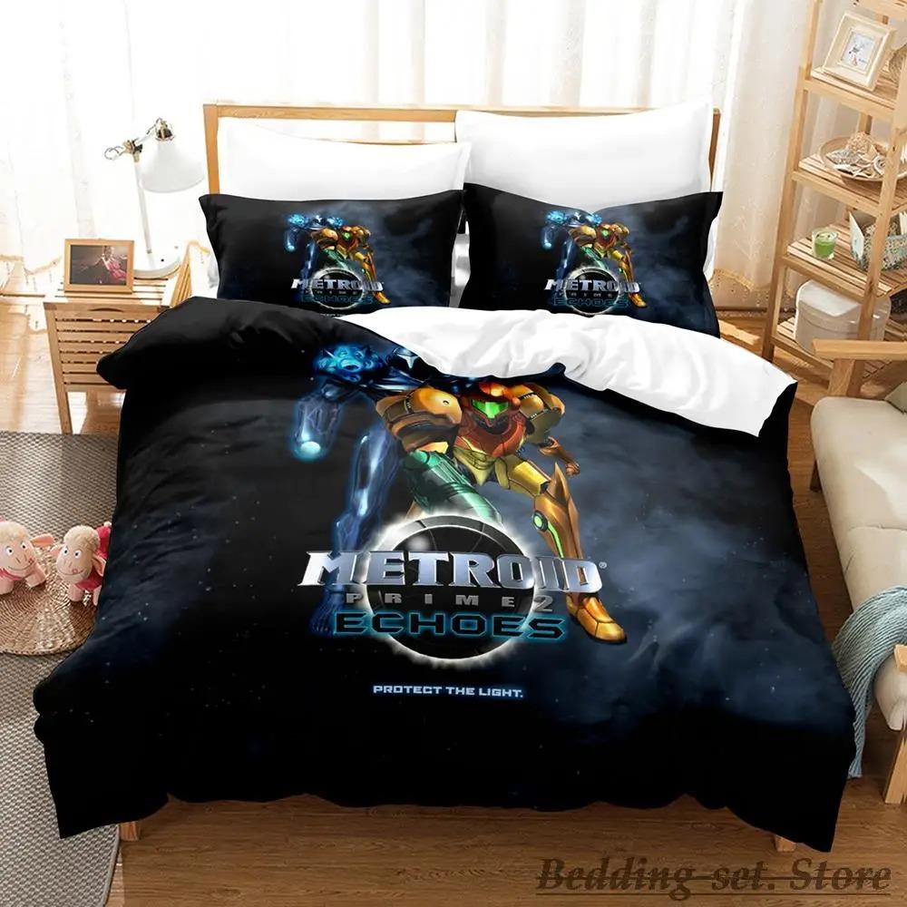 Metroid Prime Bettwäscheset Einzelbett Twin Full Queen King Size Bettset Erwachsener Kind Schlafzimmer Bettbezugsets Spiel parure de lit Bett