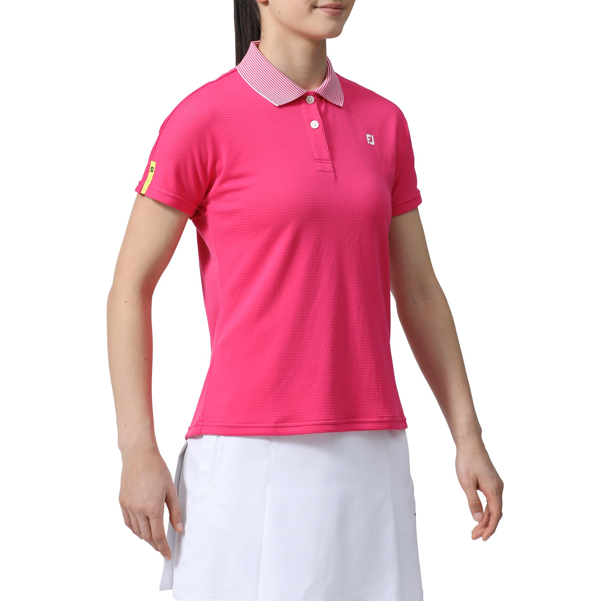 

Женская рубашка поло с рукавами «французский рукав» FootJoy Dry-Throughlight, неоново-розовая, размер L (FJW-S24-S02, 81917-L)