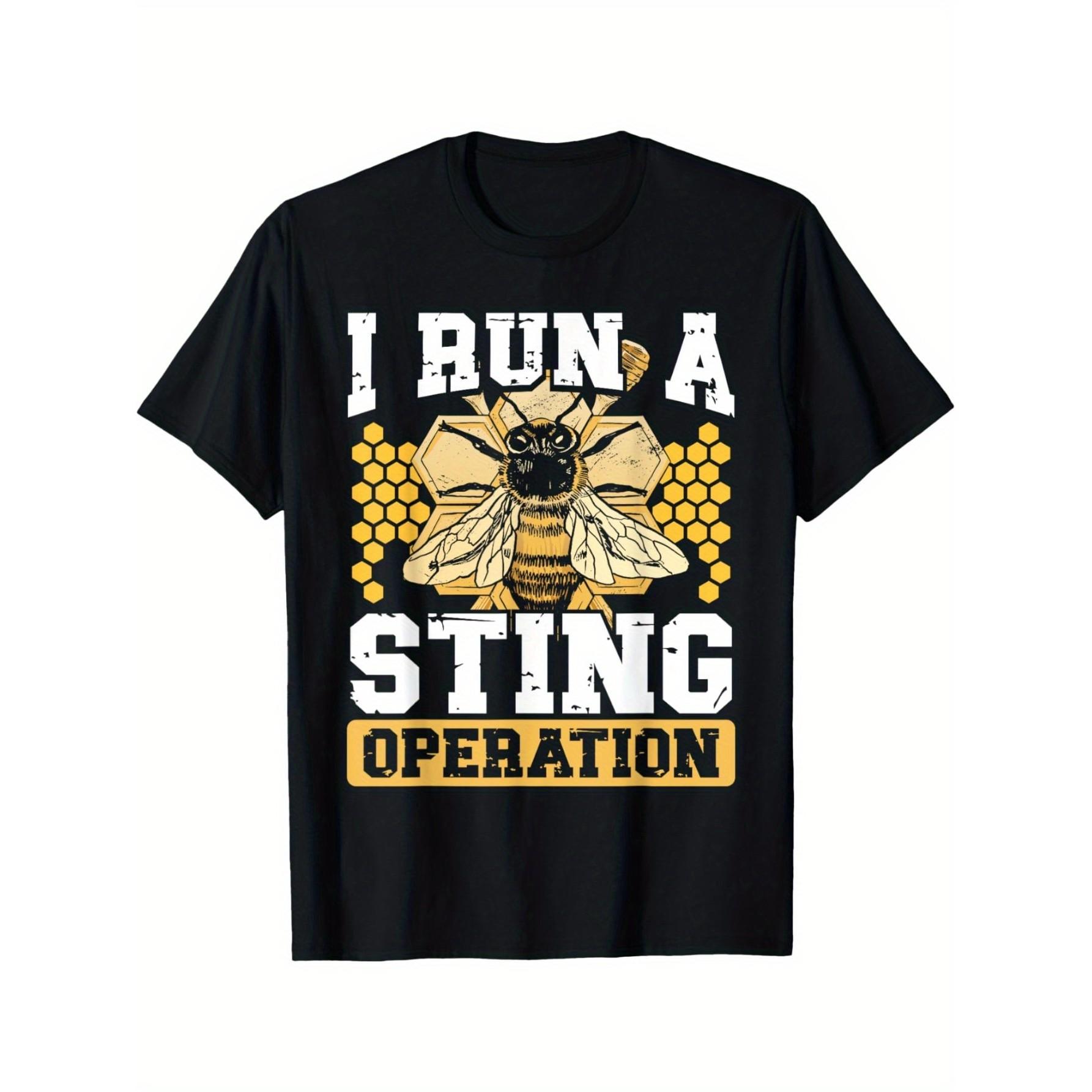 I Run A Sting Operation Bee Graphic Tee Unisex Casual Cotton Short Sleeve TShirt S разноцветный