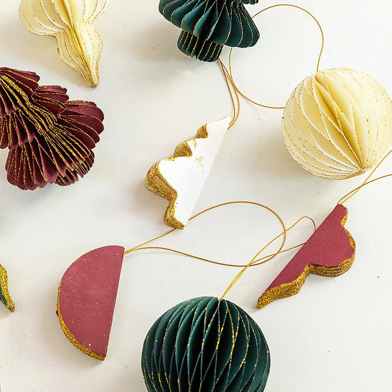 1ks Lampion Elegantní Ozdoba Slavnostní Papírová Odolná Ozdoba Klasický Vánoční Stromek Romantický Plástvový Jemný