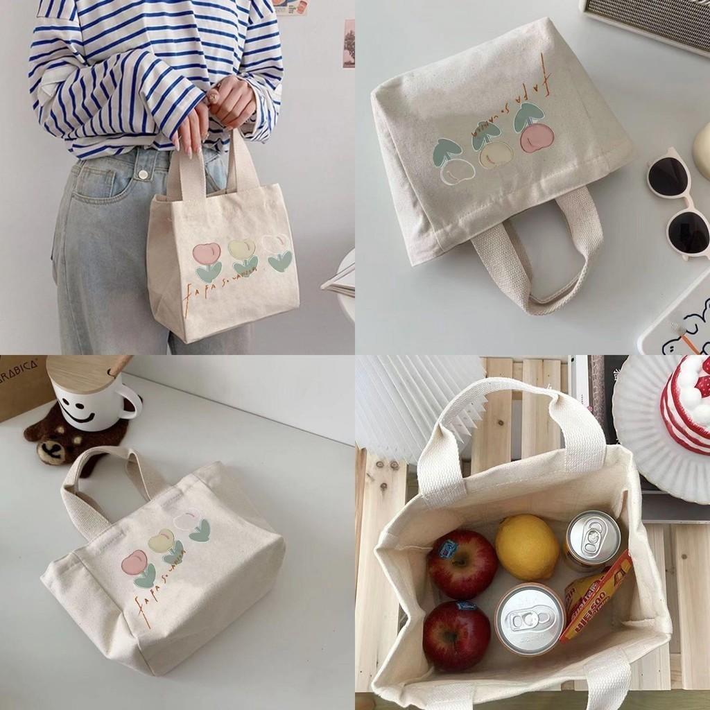 Stylish Canvas Tote Bag Small Capacity Lunch Box Bag For Women