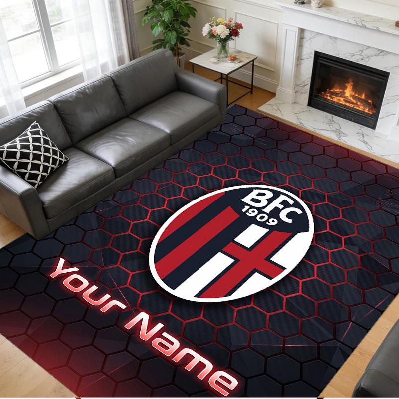 Crystal Velvet Rug Custom Name Text, Soft Non Slip Floor Mat Home DecorBologna FC