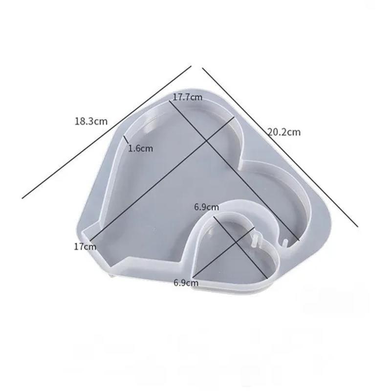 2PCS/Set DIY Dual Love Hearts with Base Casting Silicone Mold Crystal Epoxy Resin Craft Mould Handmade Photo Frame Home Desktop Decoration