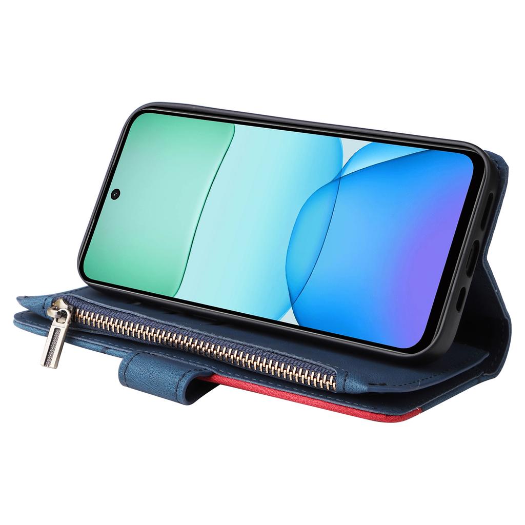 For Xiaomi Redmi 13 5G/13 4G/Note 13R 5G Leather Case with Strap Zipper 9 Card Slot Phone Cover Stand