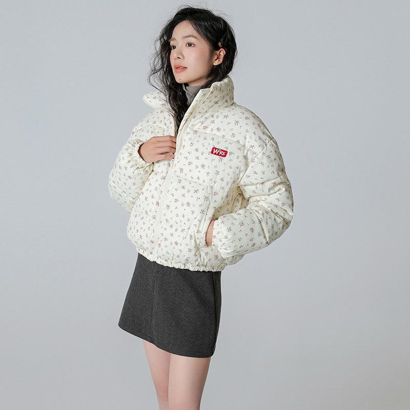 Short down cotton clothes fashionable fake two pieces student thickened versatile loose and thin bread clothes jacket women