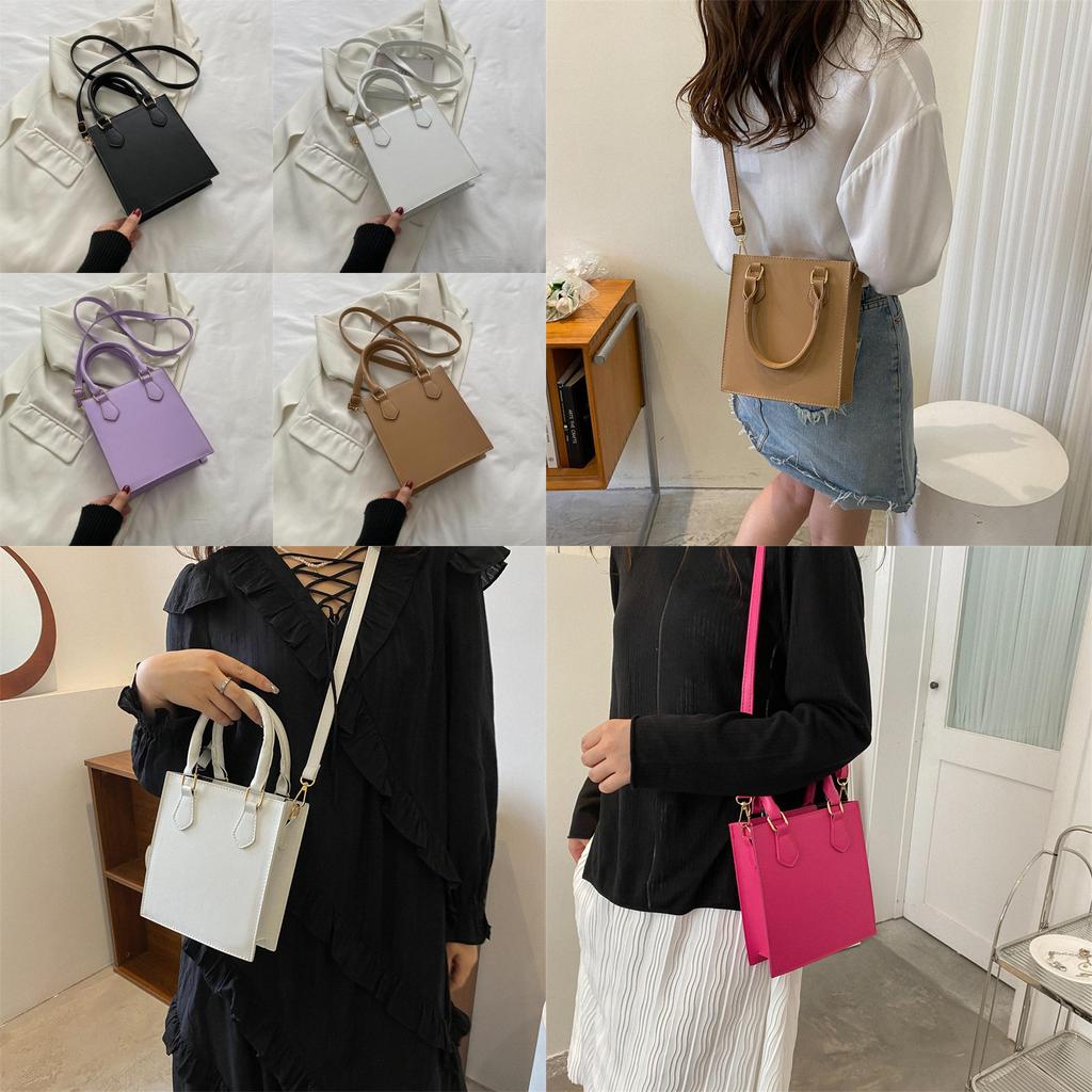 Stylish Pu Leather Women's Black Shoulder Bag 2023 Trendy Small Square Handbag