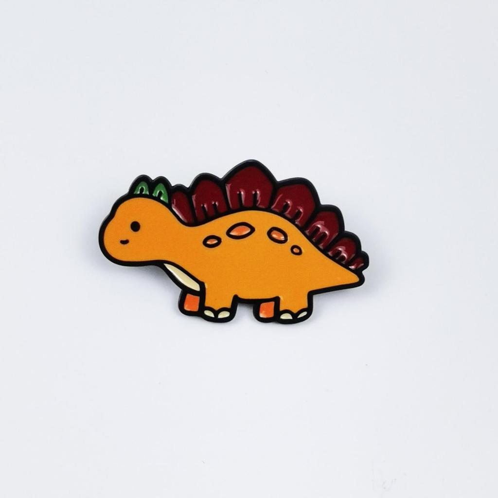 Cute Dinosaur Brooch Set: Triceratops & Brontosaurus Metal Badges for Kids' Clothing or Bag Decoration