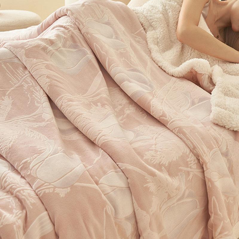 European 3D Carved Milk Velvet Winter Blanket Thickened Lamb Wool Blanket for Living Room Sofa Soft Warm Nap Quilt for Office