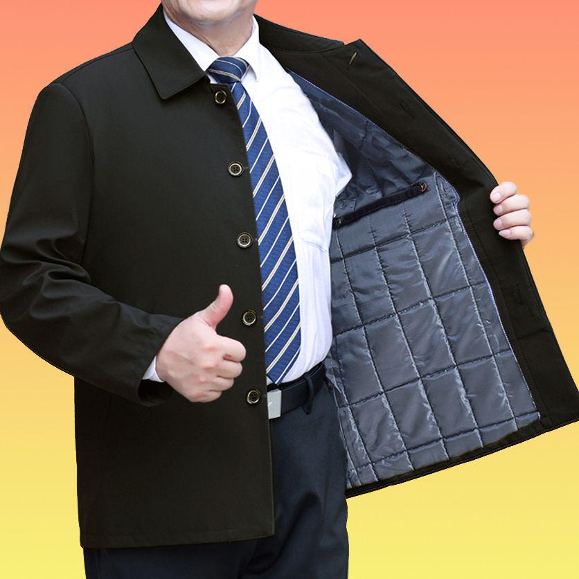 Herren Leichte Freizeitjacke - Frühling/Herbst Stil, Umlegekragen, Knopfverschluss, Lockere Passform für Mittelalte und Ältere.