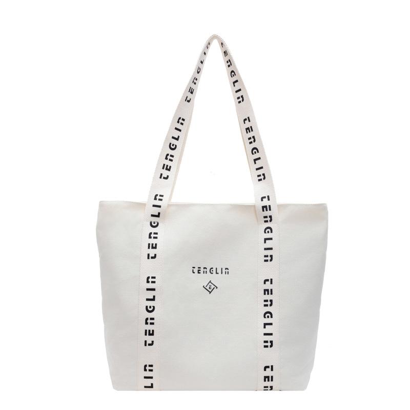 Large Capacity Shoulder Bag Women's Letter Canvas Bag Commuter Tote Bag
