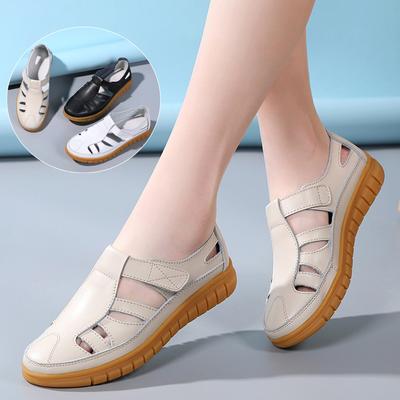 Dámské sandály Letní pohodlné kotníkové duté sandály s kulatou špičkou Dámské měkké plážové boty plus size zapatillas de deporte