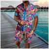 Fashionable Summer Floral 3D Print Men's Set Short-Sleeve Shirt Loose Casual Beach Shorts