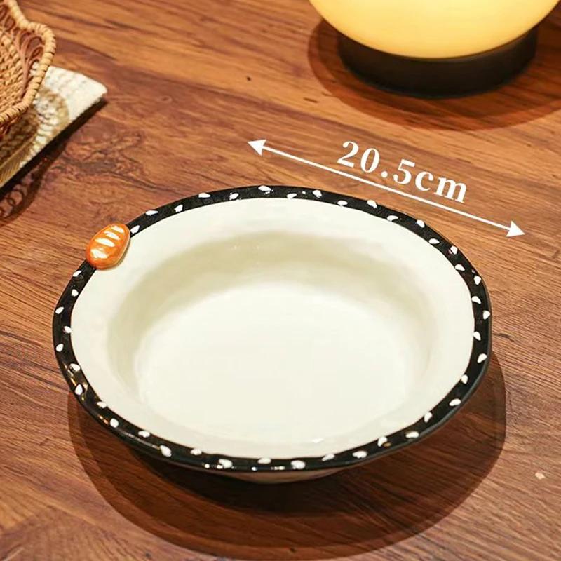 Creative Hand Painted Ceramic Plates Delicious Dishes Pasta Dining Plate Home Afternoon Tea Fruit Snack Exquisite Cute Tableware