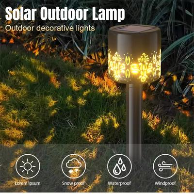 Luzes LED solares externas vazadas, luzes para caminho de jardim, à prova d'água, paisagem, pátio, passarela, quintal, varanda, decoração, lâmpada solar para gramado